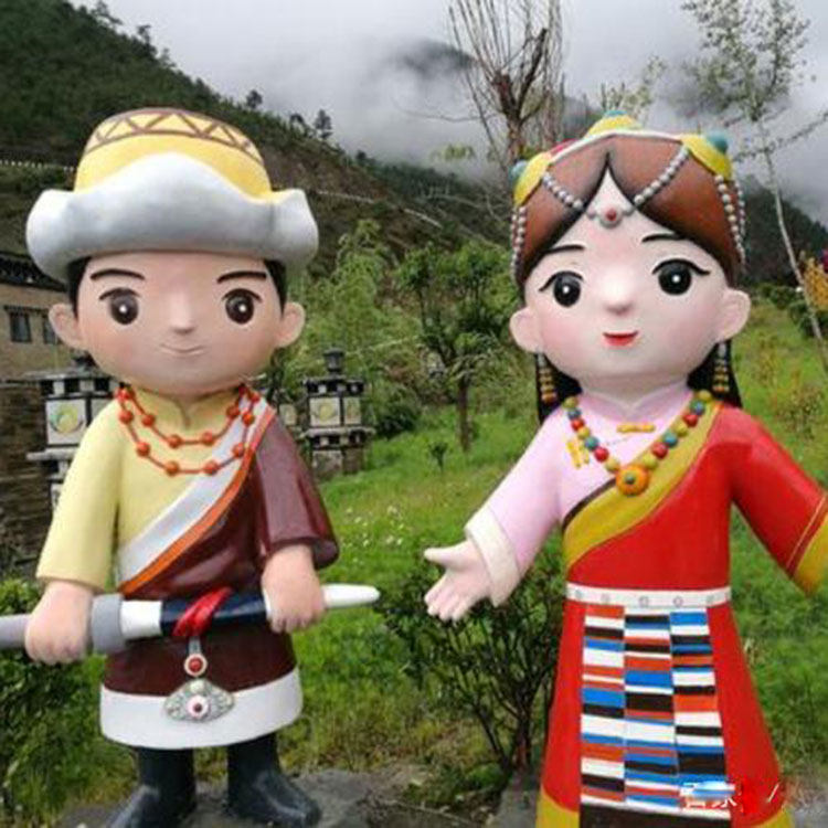 定制朝鲜族雕塑玻璃钢哈尼族雕像人物黎族大摆件哈萨克族傣族户外