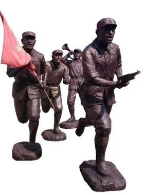 石膏革命风纪念碑八路军摆件定制