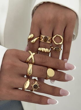 欧美跨境复古ins风微镶宝石虎眼