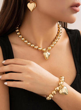 欧美跨境ins几何圆珠颈链女百搭