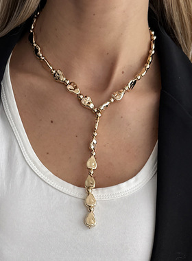 欧美跨境不规则巴洛克Y形流苏锁