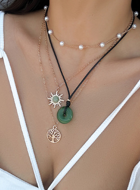 欧美跨境饰品抽拉玻璃叠戴百搭