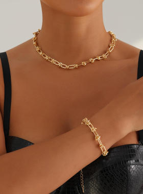 欧美跨境饰品ins简约U型拼接项链