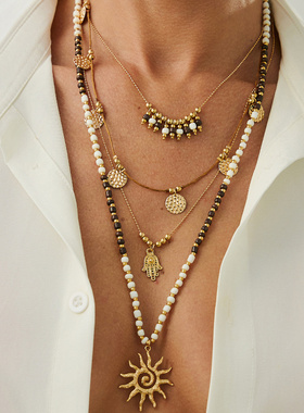 欧美跨境民族风米珠串珠流苏太阳