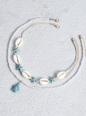 夏季波西米亚风手工编织打结项链