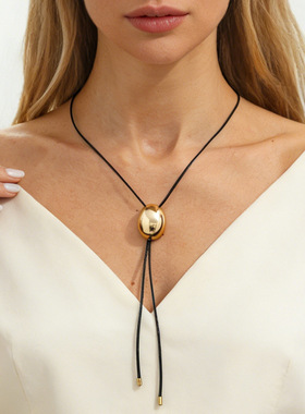 欧美跨境复古光面半圆形几何项链