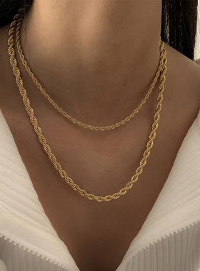 欧美跨境饰品简约套装麻花链几何