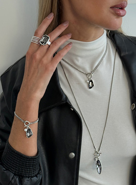 欧美跨境气质不规则亚克力仿珍珠