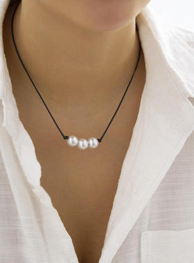 欧美跨境饰品冷淡风串珠蜡线锁骨