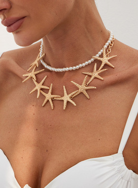 欧美跨境饰品海洋度假风海星吊坠