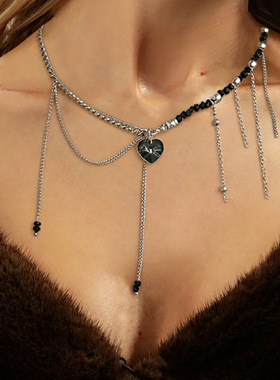 欧美跨境甜酷爱心形流苏Lolita锁