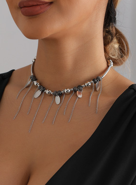 欧美跨境饰品复古暗黑风黑晶石项