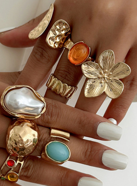 欧美跨境夸张ins彩钻巴洛克关节