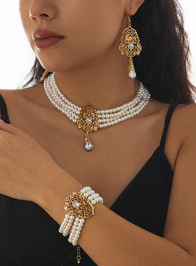 欧美跨境宫廷复古仿珍珠多层项饰