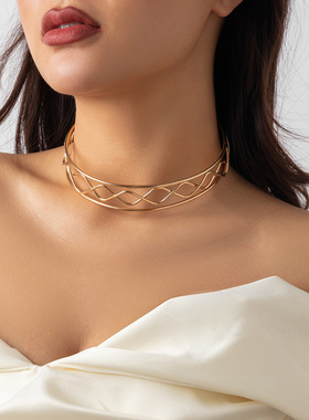 欧美跨境饰品简约冷淡金属choker