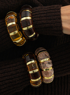 欧美跨境创意半透明晕染树脂弹力