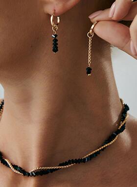 欧美跨境气质双层缠绕水晶锁骨链