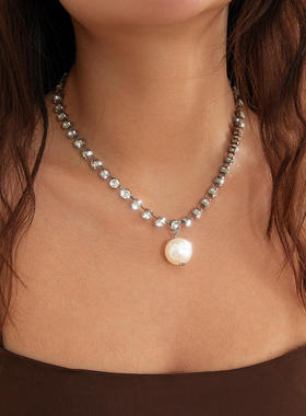 欧美跨境简约仿珍珠吊坠满钻