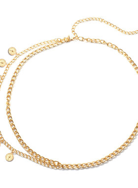 欧美跨境饰品 朋克金属链条女王头像身体链 女士性感复古多层腰链