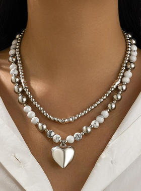 欧美INS跨境简约爱心形吊坠项链