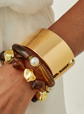 欧美跨境美拉德晕染弹力仿珍珠手