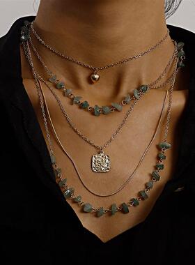 欧美跨境饰品复古叠戴多层小孔链