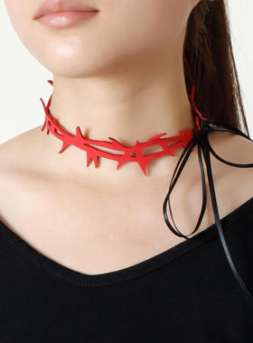 欧美跨境饰品气质绒布荆棘锁骨链