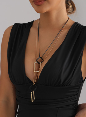 欧美跨境饰品极简风黑金撞色几何