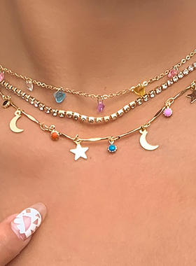 欧美跨境饰品彩色碎石民族吊坠