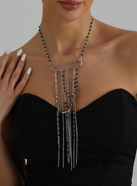 欧美跨境饰品辣妹风多层流苏别针