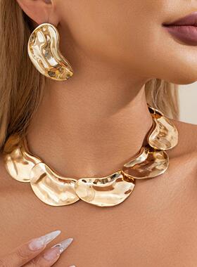 欧美跨境时尚不规则豌豆拼接项链