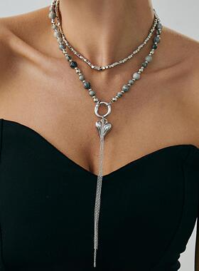 欧美跨境复古长款Y形链条流苏项