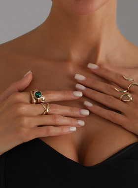 欧美跨境饰品ins小众金属质感多