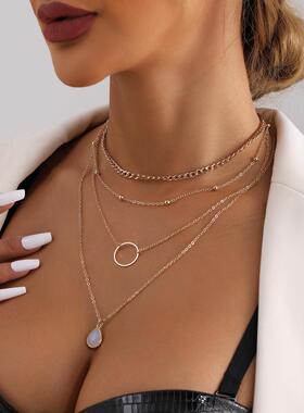 外贸跨境饰品时尚多层金属链条