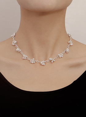 欧美跨境饰品亮银色金属水滴颈链