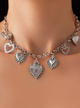 欧美necklace跨境ins多元爱心形