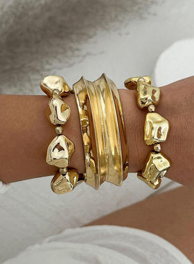 欧美跨境时尚夸张不规则串珠手链女 时尚气质个性几何圆珠手环