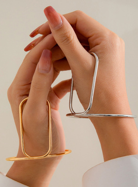 欧美跨境饰品个性简约开口方形连