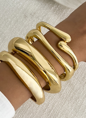 欧美跨境简约气质开口细手镯手饰