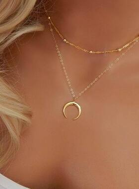 欧美跨境女式合金项链长款圆形