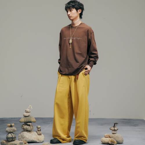 简约工装针织垂感复古休闲长裤