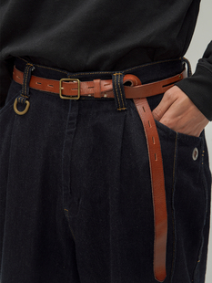 Leather Belt复古休闲窄身做旧柔软皮带百搭真皮腰带 21AW DAIKON