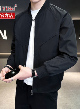 异海棒球领春秋季休闲夹克男装