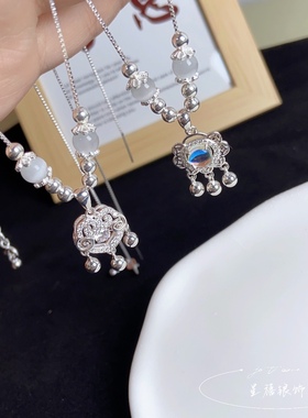 星禧银饰纯银平安锁女生99足银时尚项链轻奢礼物纯银锁吊坠送礼物