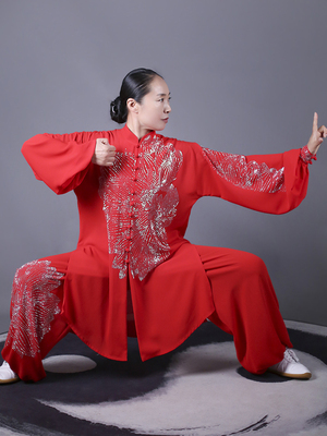 马蕾太极服男女同款烫钻中长款