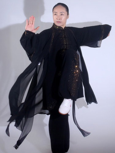 马蕾太极男女款中长款烫钻