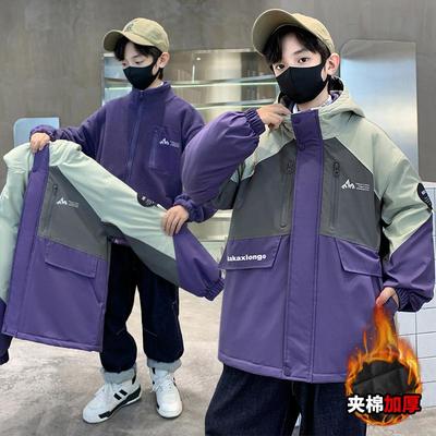 男童冲锋衣三合一可拆卸夹棉上衣