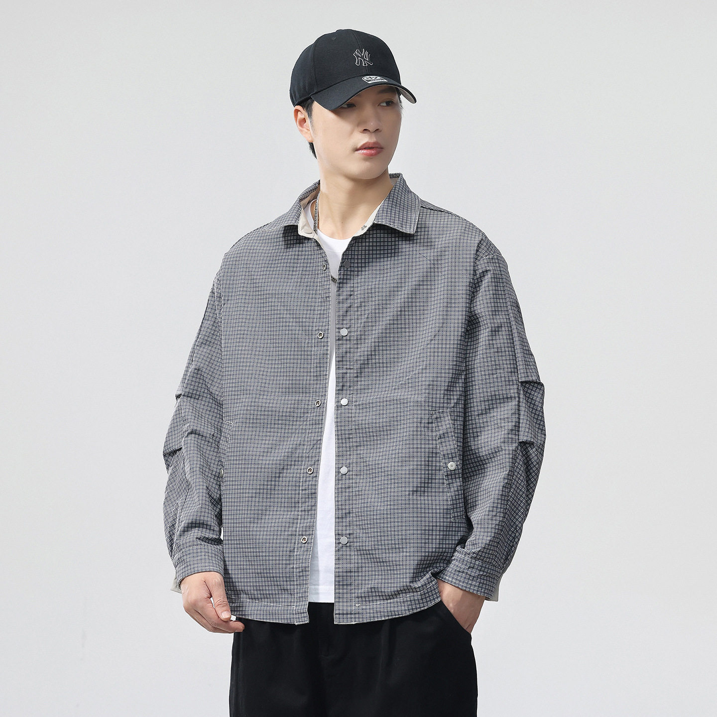 先锋解构设计户外双面穿痞帅翻领外套男士秋季新款教练工装夹克