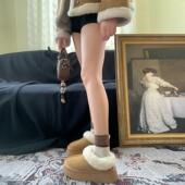 雪地靴一脚蹬冬季 厚底鞋 面包松糕鞋 厚底小个子小码 保暖毛毛鞋