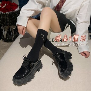 小个子8厘米 真皮 超厚底小皮鞋2022年英伦风起皮单鞋刘雯同款